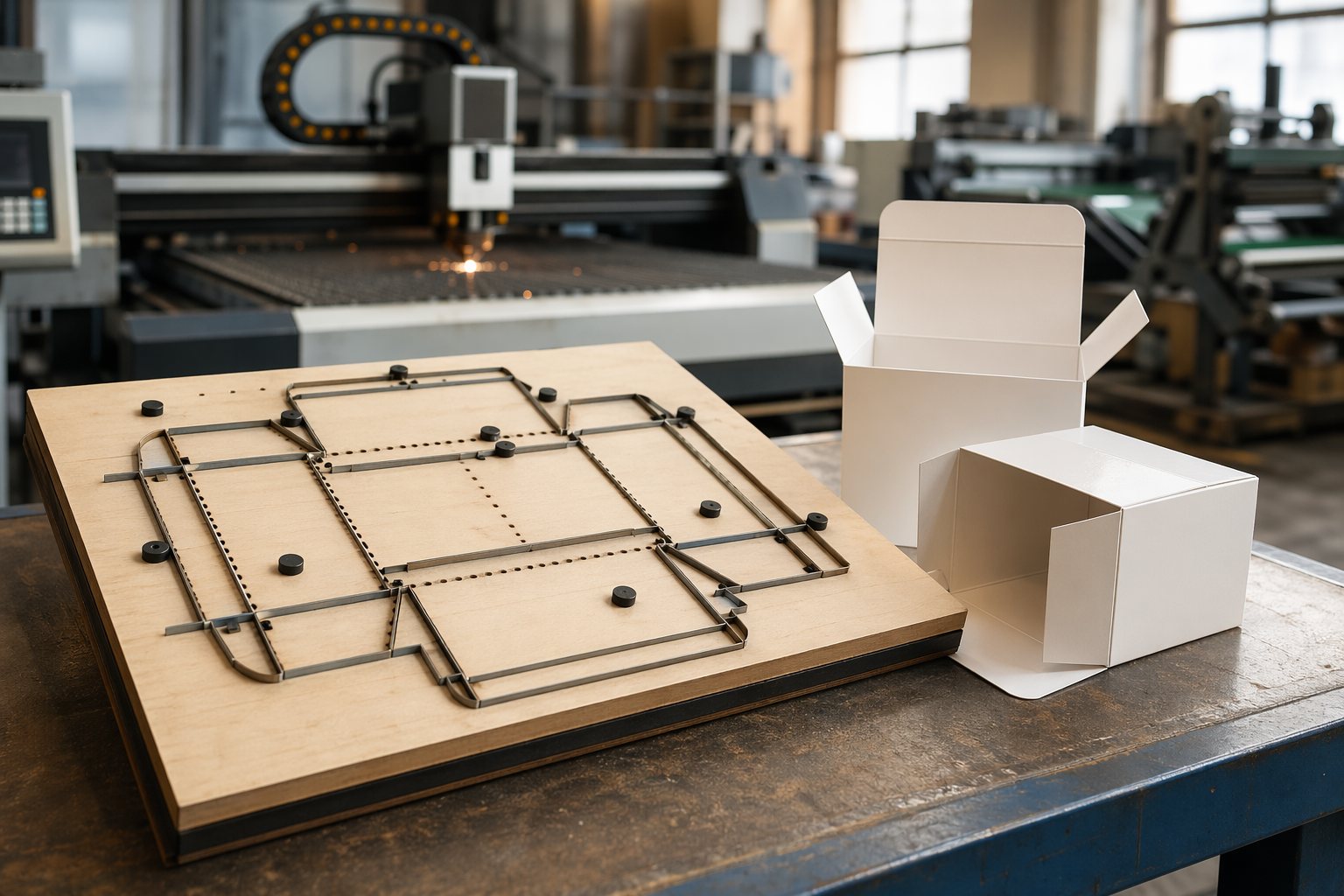 Matbaa kalıp bıçağı ve tamamlanmış karton kutu ürünü