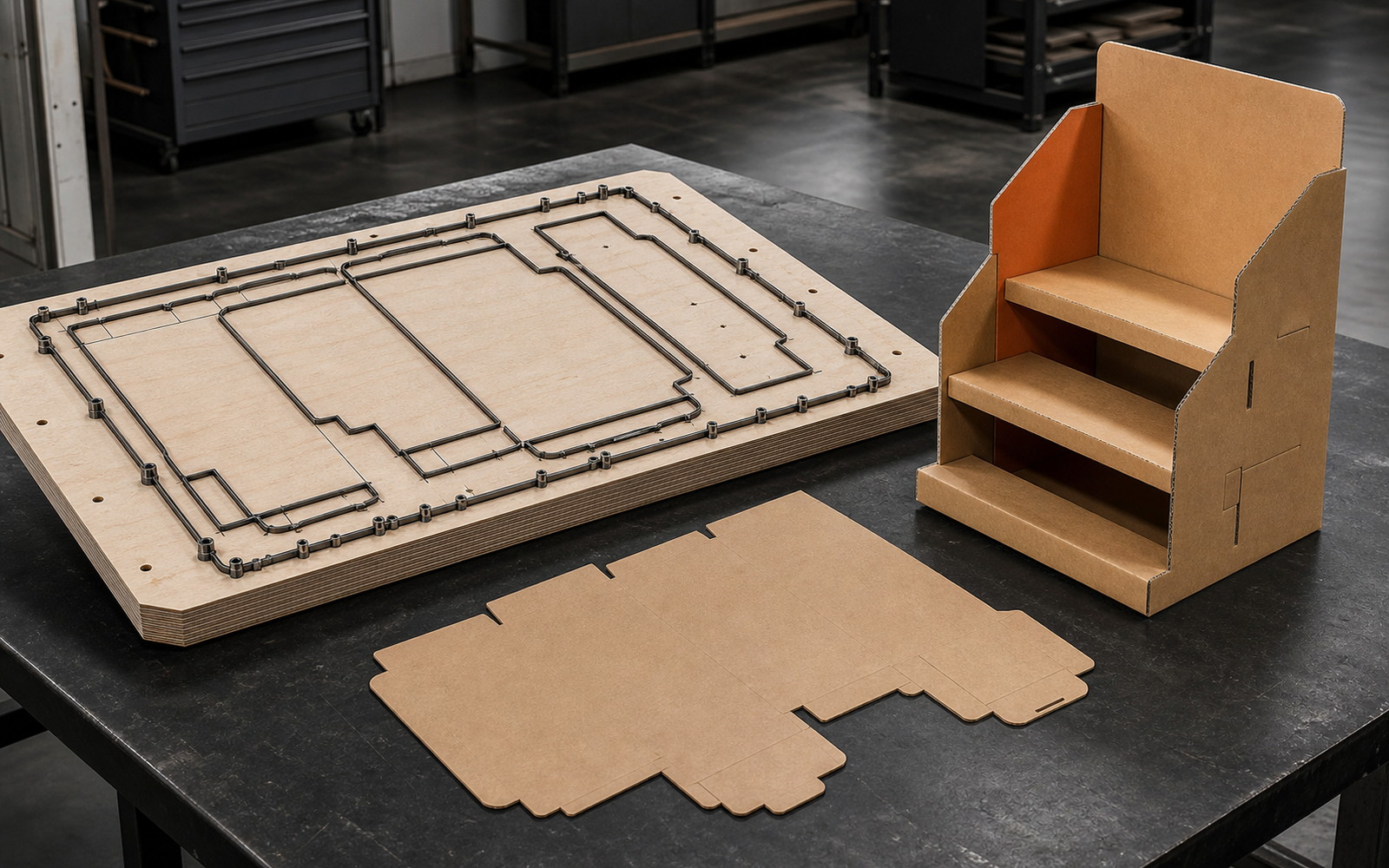 Corrugated board cutting die production detail